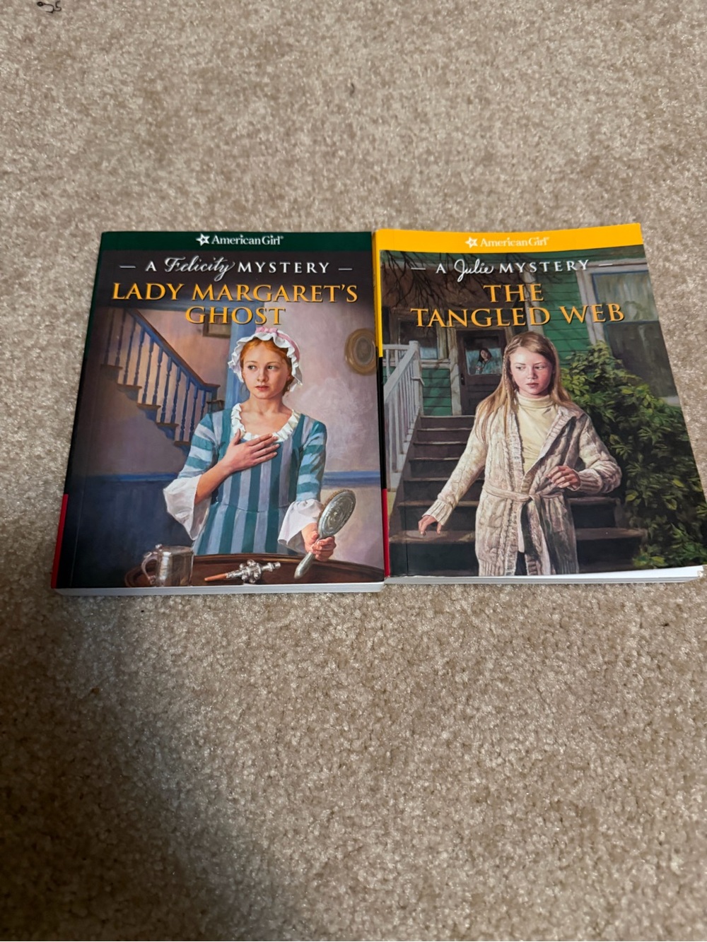 Lot of 2 paperbacks from the American Girl Mystery series Julie & Felicity